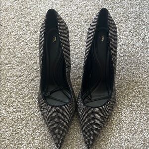 Zara Black and Silver Women's Heels